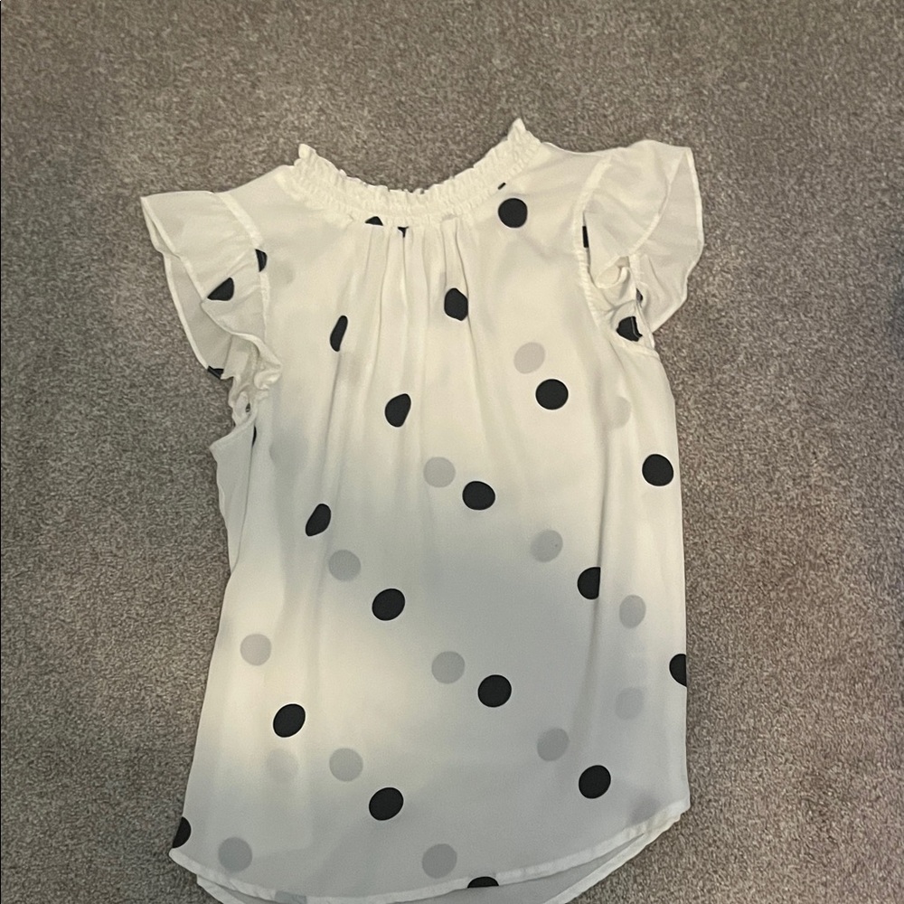 White Blouse with Black Polka Dots